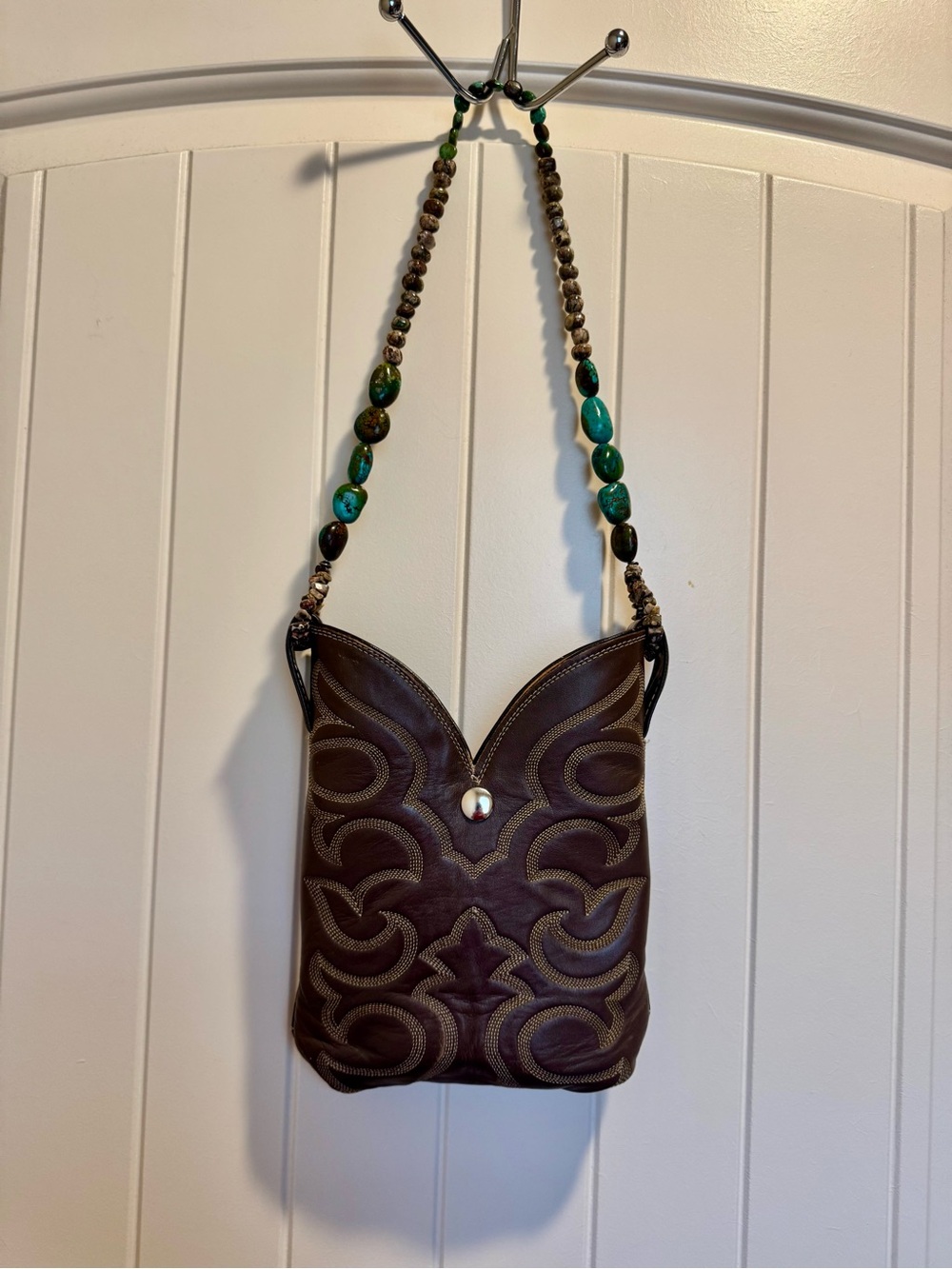 Justin boots Brown Leather  Bag with Beaded Strap - Picture 2 of 11